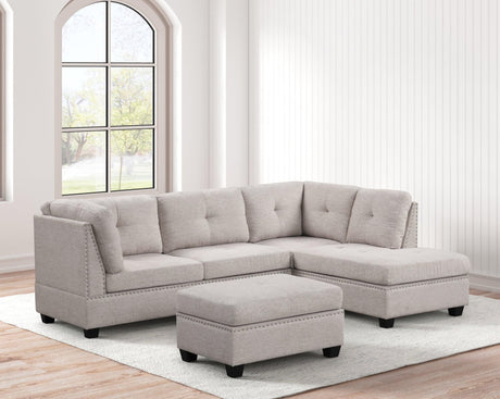 Sienna - Stone Sectional + Ottoman Set - Ella Furniture