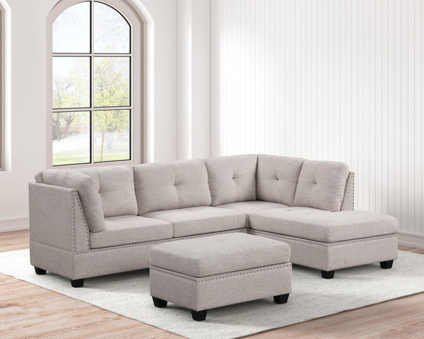 Sienna - Stone Sectional + Ottoman Set - Ella Furniture
