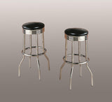 Retro Swivel Black Modern Traditional Faux Leather Metal Bar Stool - Ella Furniture