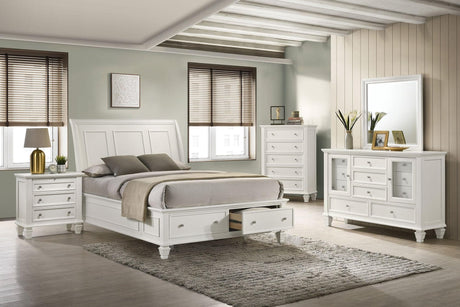 Sandy Beach White Storage Sleigh Bedroom Set - Ella Furniture
