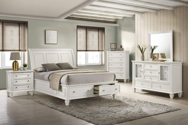 Sandy Beach White Storage Sleigh Bedroom Set - Ella Furniture