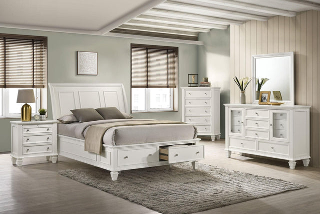 Sandy Beach White Storage Sleigh Bedroom Set - Ella Furniture