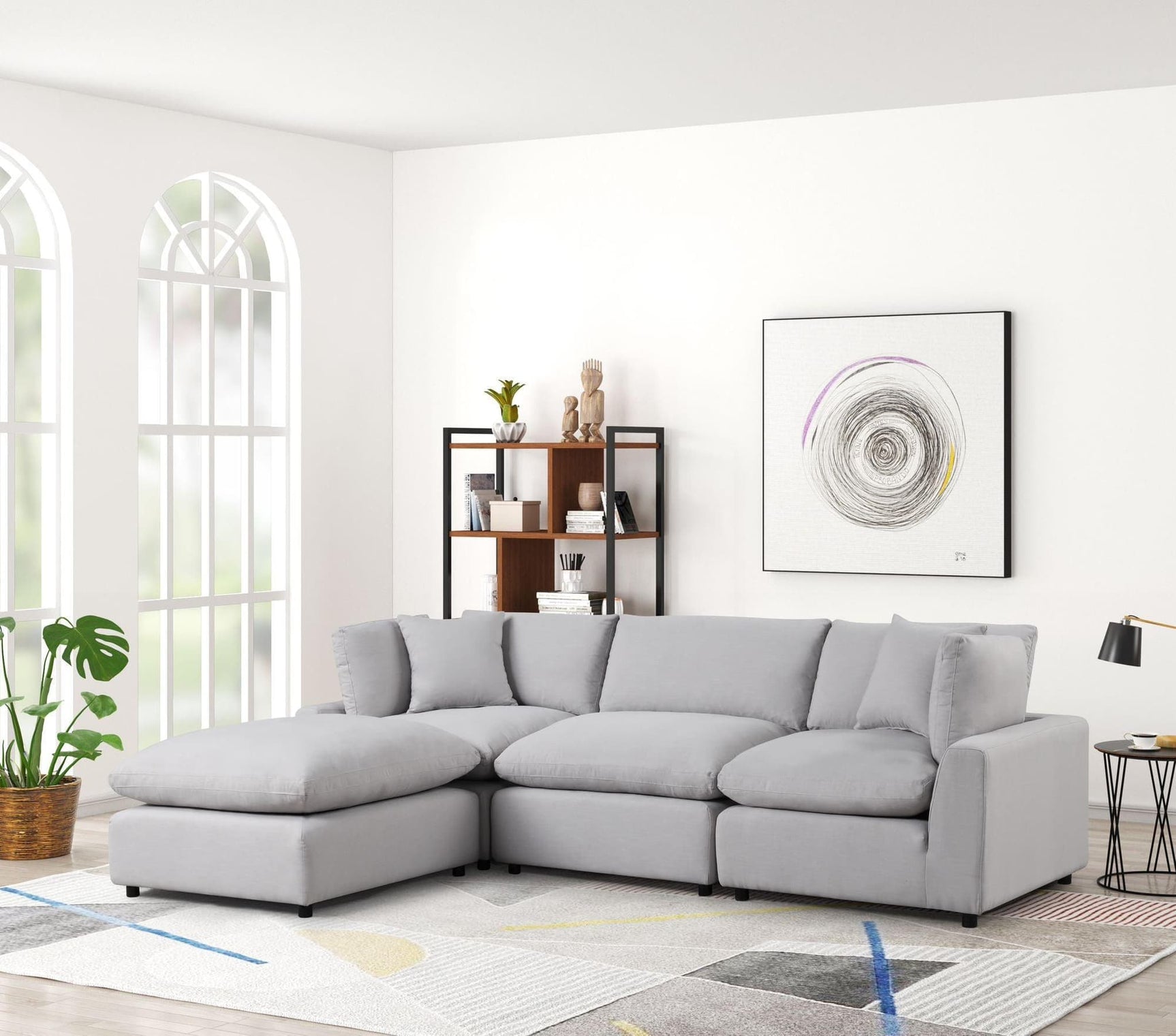 Sky Gray Linen Modular Sectional - Ella Furniture
