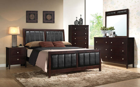 Carlton Cappuccino And Black Upholstered Panel Bedroom Set - Ella Furniture
