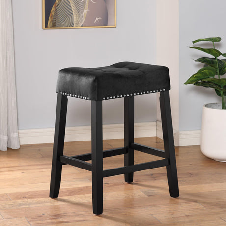 Lennon Saddle Black Modern Transitional Velvet Counter Height - Ella Furniture