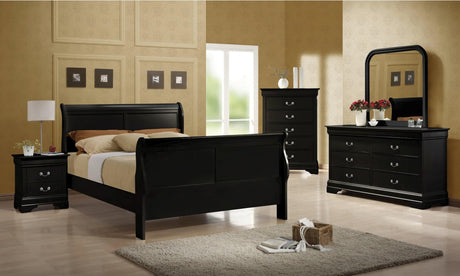 Louis Philippe Cappuccino Panel Sleigh Bedroom Set - Ella Furniture