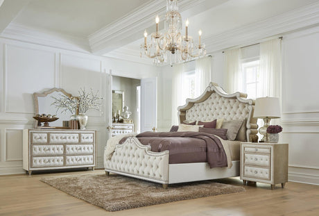 Antonella Ivory And Camel Upholstered Tufted Bedroom Set - Ella Furniture