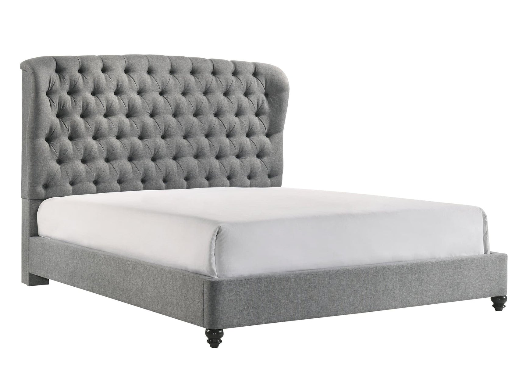 Linda Gray Modern Transitional Upholstered Tufted Fabric King Panel Bed - Ella Furniture