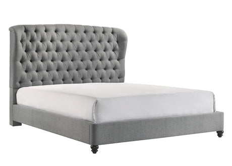 Linda Gray Modern Transitional Upholstered Tufted Fabric King Panel Bed - Ella Furniture