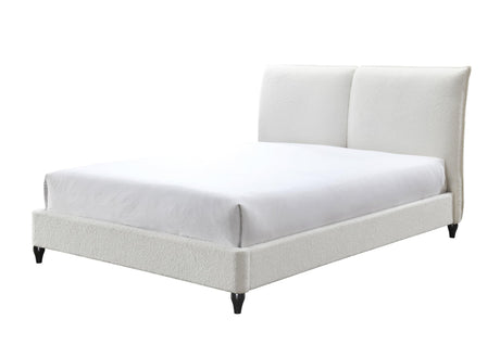 Jenn White Modern Traditional Fabric King Platform Bed - Ella Furniture