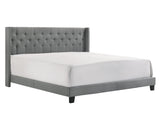 Makayla Gray Modern Traditional Upholstered Fabric Wood Tufted King Panel Bed - Ella Furniture