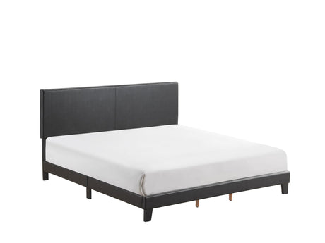 Yates Black Pu Faux Leather Modern Wood King Upholstered Platform Bed - Ella Furniture