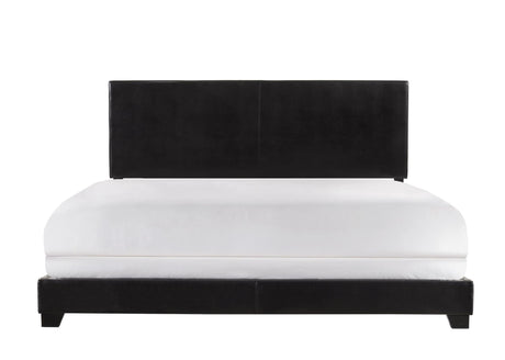 Erin Black Pu Faux Leather Wood King Upholstered Bed - Ella Furniture