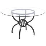 Aviano Aviano Round 48-inch Glass Top Metal Dining Table Gunmetal 108291BG - Ella Furniture