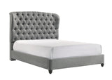 Linda Gray Modern Transitional Upholstered Tufted Fabric Queen Panel Bed - Ella Furniture