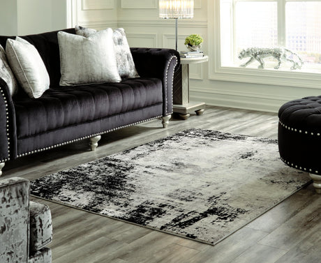 Zekeman Black/cream/gray 7'10" X 10' Rug - Ella Furniture