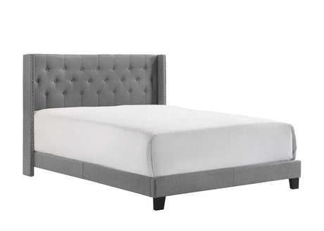 Makayla Gray Modern Traditional Fabric Upholstered Tufted Queen Panel Bed - Ella Furniture