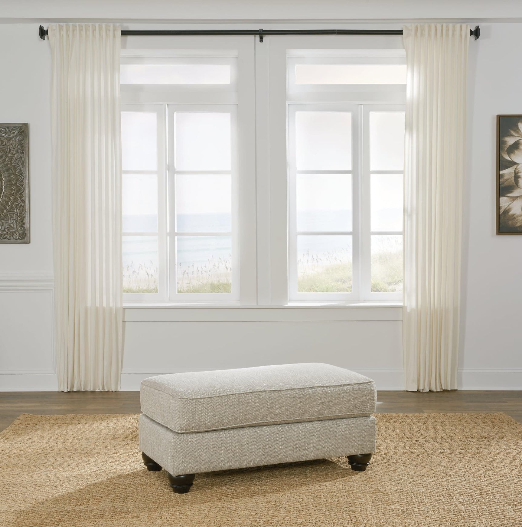 Asanti Fog Chenille Ottoman - Ella Furniture