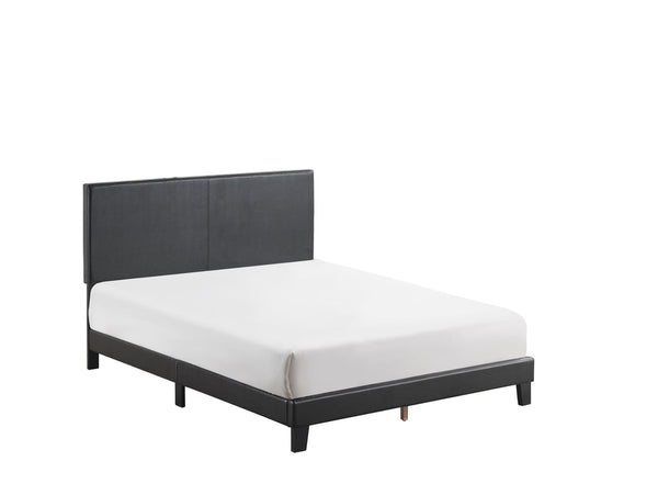 Yates Black Pu Faux Leather Modern Wood Queen Upholstered Platform Bed - Ella Furniture