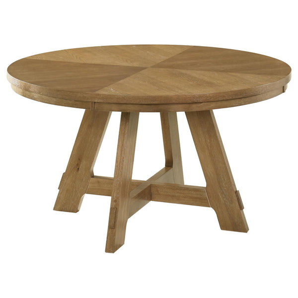 Danvers Round 54-inch Wood Dining Table Brown Oak 109150 - Ella Furniture