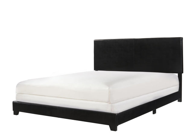 Erin Black Pu Faux Leather Wood Queen Upholstered Bed - Ella Furniture