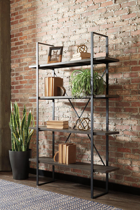 Gilesgrove Black/gray Bookcase - Ella Furniture