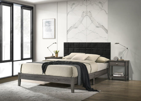Skyler Black Headboard Contemporary Wood Queen Platform Bed - Ella Furniture