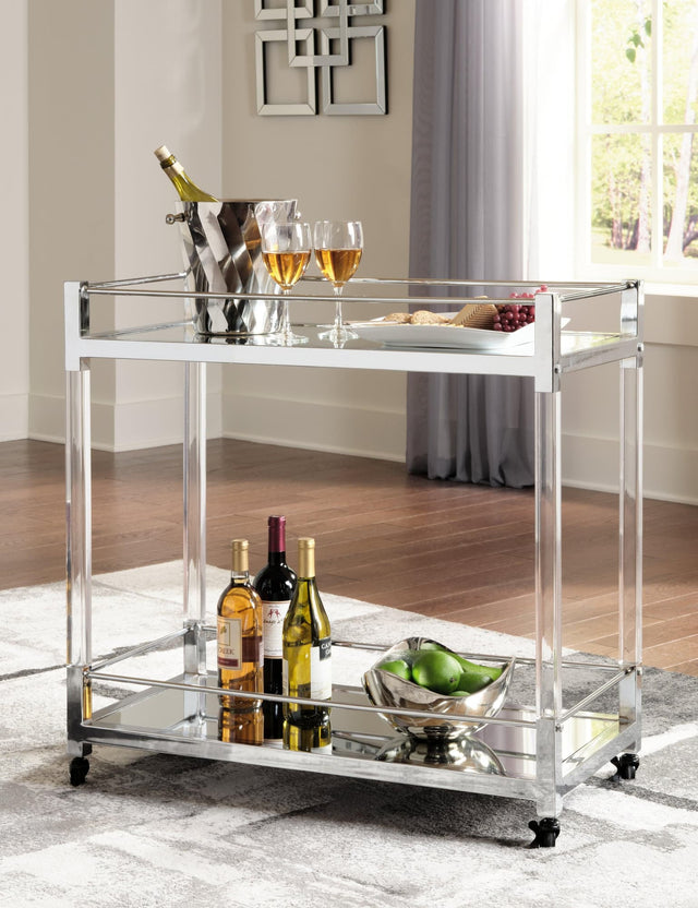 Chaseton Clear/silver Finish Bar Cart - Ella Furniture