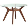 PAXTON DINING GROUP Paxton Round 48-inch Glass Top Wood Dining Table Nutmeg 122180BG - Ella Furniture