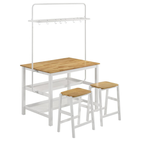 Hollis 3-piece Kitchen Island Counter Height Table Set White 122246-S3 - Ella Furniture