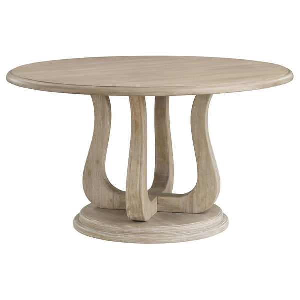 Trofello Round 60-inch Pedestal Dining Table White Washed 123120 - Ella Furniture