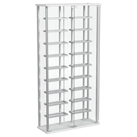 Montara Tempered Glass Wine Storage LED Curio Cabinet Chrome 182037 - Ella Furniture