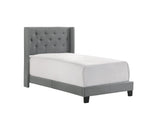 Makayla Gray Modern Traditional Upholstered Fabric Wood Tufted Twin Panel Bed - Ella Furniture