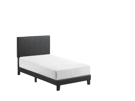 Yates Black Pu Faux Leather Modern Wood Twin Upholstered Platform Bed - Ella Furniture