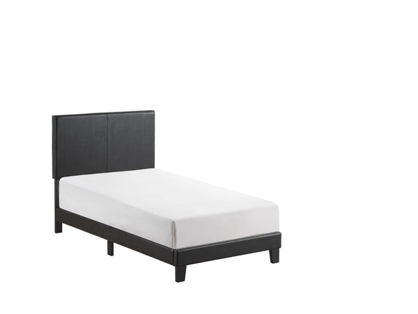 Yates Black Pu Faux Leather Modern Wood Twin Upholstered Platform Bed - Ella Furniture