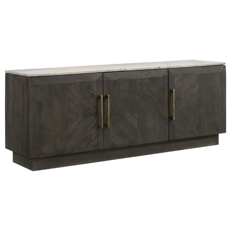 Dennis 3-door Marble Top Sideboard Buffet Tobacco Grey 190655 - Ella Furniture