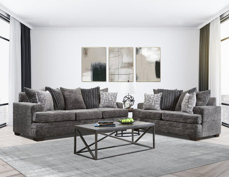2675-07 Charcoal Sofa & Loveseat Set - Ella Furniture
