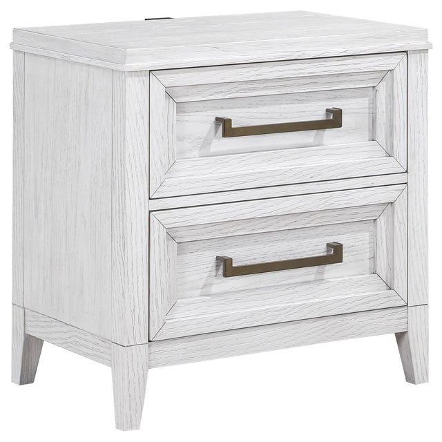 Marielle 2-drawer Nightstand Bedside Table Distressed White 224842 - Ella Furniture