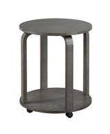 Drew Dark Brown Chairside Table with Casters, Wood - Ella Furniture