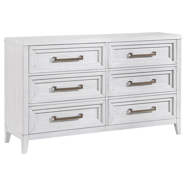 Marielle 6-drawer Bedroom Dresser Distressed White 224843 - Ella Furniture