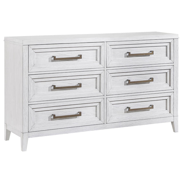 Marielle 6-drawer Bedroom Dresser Distressed White 224843 - Ella Furniture
