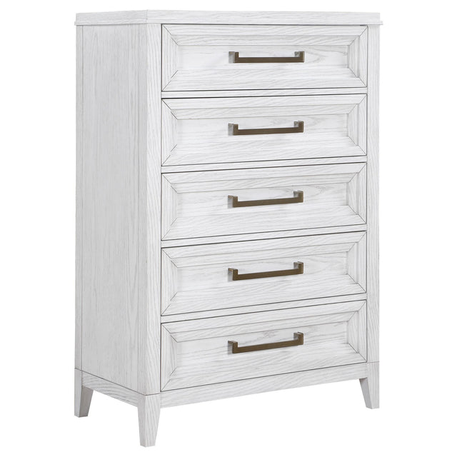 Marielle 5-drawer Bedroom Chest Distressed White 224845 - Ella Furniture