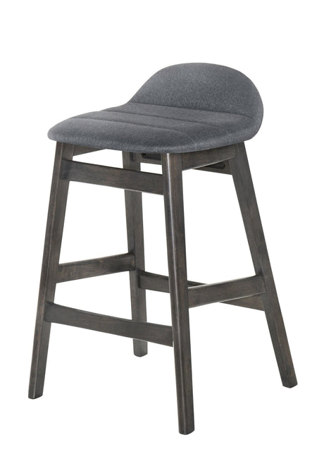 Samar Charcoal Grey Ivory Modern Fabric Wood Bar Stool - Ella Furniture