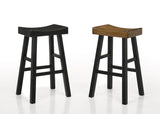 Aruba Saddle Black Rustic Oak Transitional Wood Bar Stool - Ella Furniture