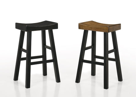 Aruba Saddle Black Rustic Oak Transitional Wood Bar Stool - Ella Furniture