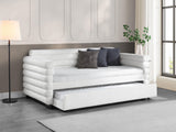 Patricia Boucle Upholstered Twin Day Bed with Trundle White 300716 - Ella Furniture