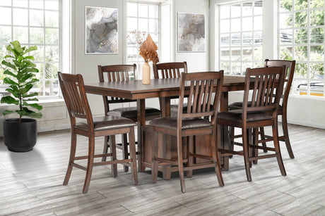 Brown Modern Contemporary Solid Wood And Veneers Faux Leather Dining Room Set - Ella Furniture