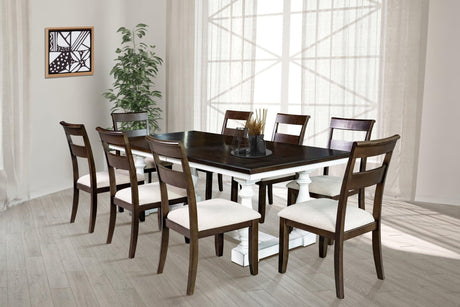 Thomas White&Brown Contemporary Solid Wood And Veneers Fabric Dining Room Set - Ella Furniture