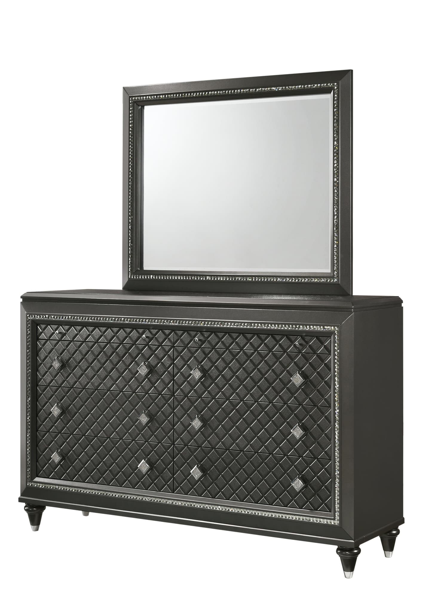 Giovani Dresser Gray, Modern Jewelry Tray Drawers - Ella Furniture