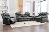 Dynamo2 Black Modern Contemporary Faux Leather Metal Reclining Set - Ella Furniture